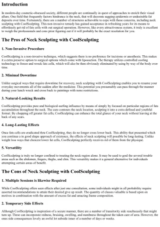 The Pros and Cons of Neck Sculpting with CoolSculpting