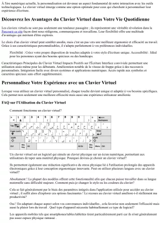 Personnalisez Votre Expérience avec un Clavier Virtuel