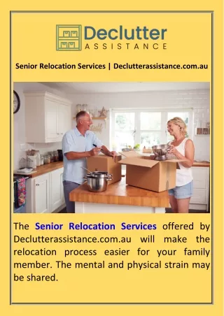 Senior Relocation Services  Declutterassistance.com.au