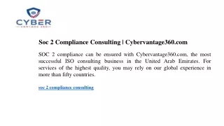 Soc 2 Compliance Consulting  Cybervantage360.com
