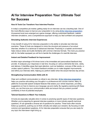 AI for Interview Preparation Your Ultimate Tool for Success