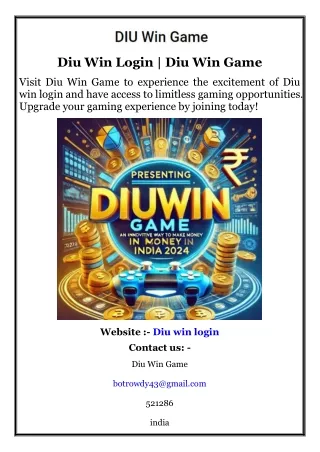 Diu Win Login  Diu Win Game