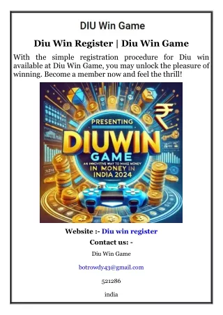 Diu Win Register  Diu Win Game