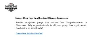 Garage Door Pros In Abbotsford  Garagedoorpros.ca