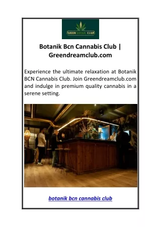 Botanik Bcn Cannabis Club  Greendreamclub.com