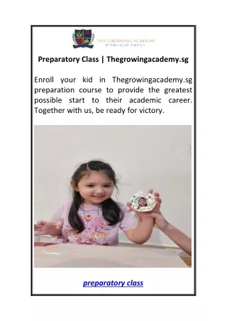 Preparatory Class  Thegrowingacademy.sg