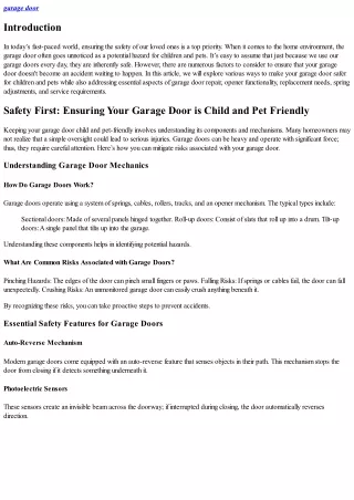 Safety First: Ensuring Your Garage Door is Child and Pet Friendly