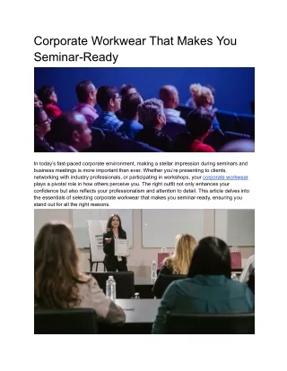 Corporate Workwear That Makes You Seminar-Ready