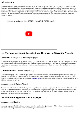 “Des Marques-pages qui Racontent une Histoire: La Narration Visuelle”