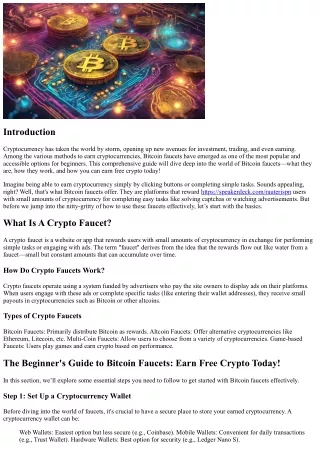 The Beginner's Guide to Bitcoin Faucets: Earn Free Crypto Today!