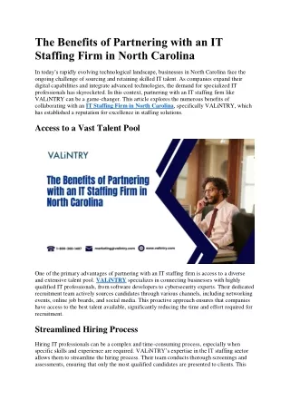 The Benefits of Partnering with an IT Staffing Firm in North Carolina