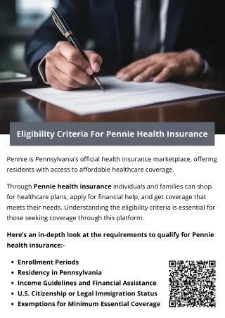 Eligibility Criteria For Pennie Health Insurance