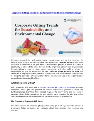 Corporate Gifting Trends for Sustainability and Environmental Change