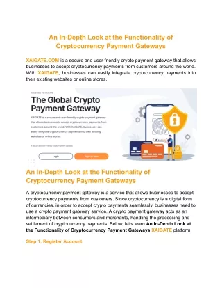 An In-Depth Look at the Functionality of Cryptocurrency Payment Gateways