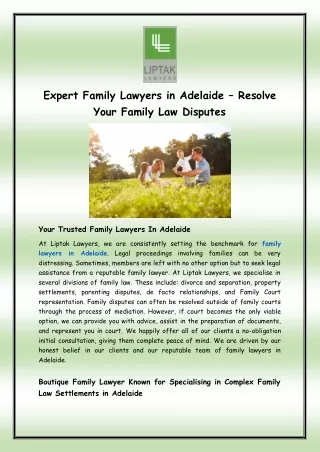 Expert Family Lawyers in Adelaide – Resolve Your Family Law Disputes