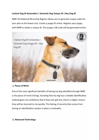 Custom Dog ID Generation  Generate Dog Unique ID  Buy Dog ID
