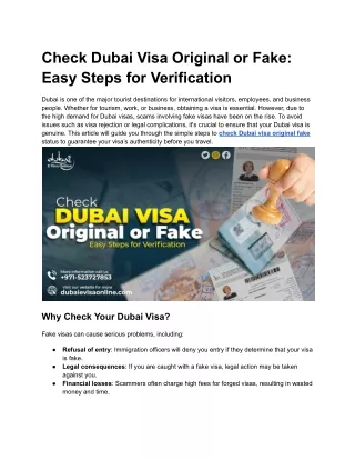 Check Dubai Visa Original or Fake