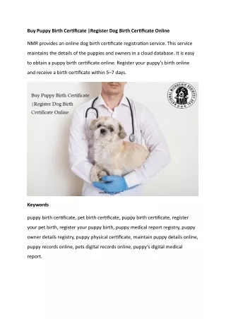 Buy Puppy Birth Certificate Register Dog Birth Certificate Online
