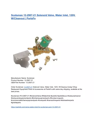 Scotsman 12-2907-21 Solenoid Valve, Water Inlet, 120V, W_Cleanout _ PartsFe