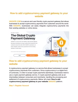 How to add cryptocurrency payment gateway to your website