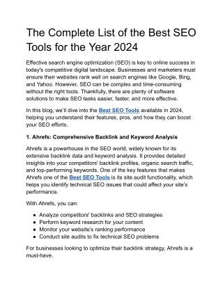 The Complete List of the Best SEO Tools for the Year 2024