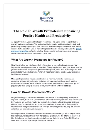 The Role of Growth Promoters in Enhancing Poultry Health and Productivity