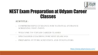 NEST Exam Preparation at Udyam Career Classes