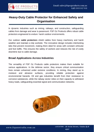 Heavy-Duty Cable Protector for Enhanced Safety and Organisation