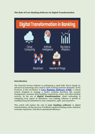 The Role of Core Banking Software in Digital Transformation