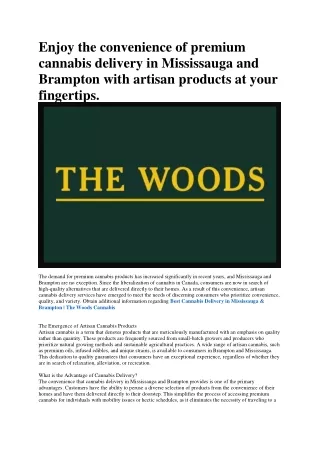 Weed Delivery Mississauga | The Woods Cannabis