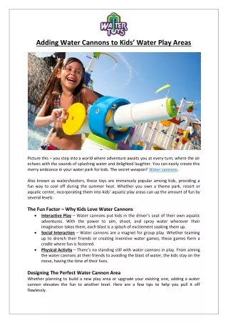 Empex Watertoys® - Adding Water Cannons to Kids’ Water Play Areas