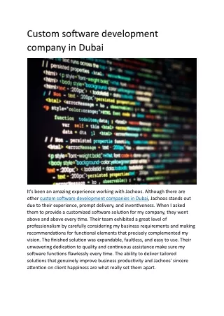 Custom software development company in Dubai