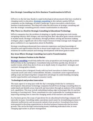 How Strategic Consulting Can Drive Business Transformation in EdTech