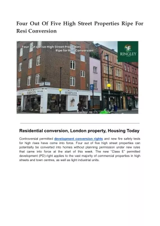 Four Out Of Five High Street Properties Ripe For Resi Conversion