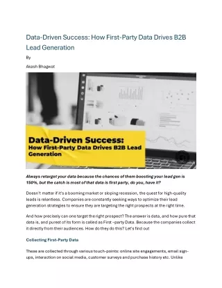 Data-Driven Success How First-Party Data Drives B2B Lead Generation