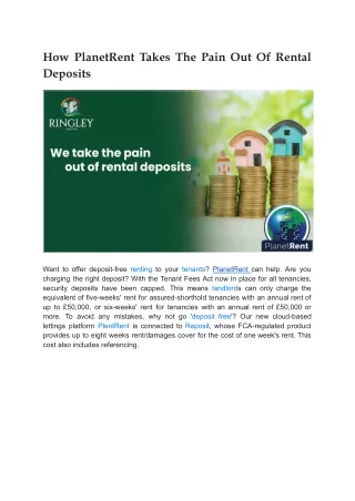 How PlanetRent Takes The Pain Out Of Rental Deposits