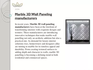 The Latest Trends Among Marble 3D Wall Paneling Manufacturers