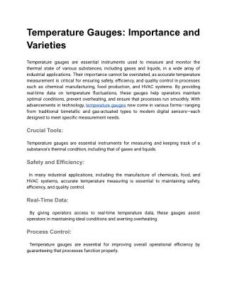 Temperature Gauges_ Importance and Varieties