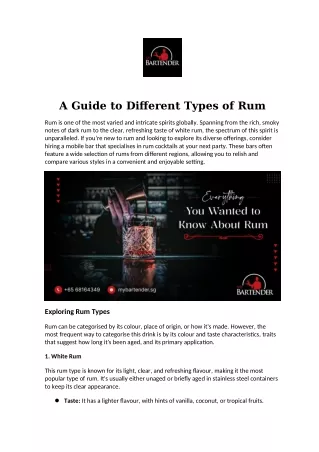 A Guide to Different Types of Rum