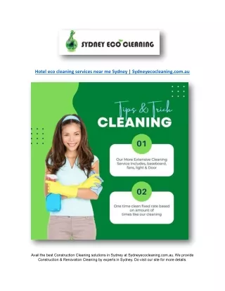 Hotel eco cleaning services near me Sydney | Sydneyecocleaning.com.au