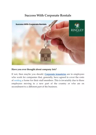Success With Corporate Rentals