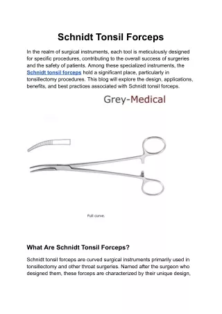 Schnidt Tonsil Forceps