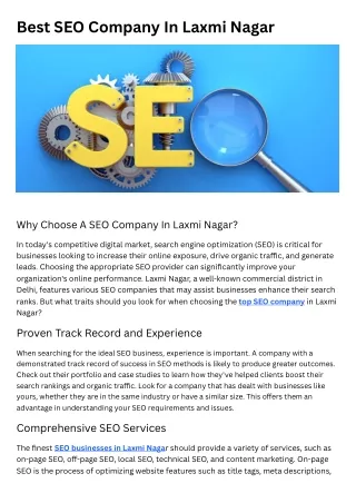 Best SEO Company In Laxmi Nagar