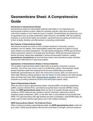Geomembrane Sheet_ A Comprehensive Guide