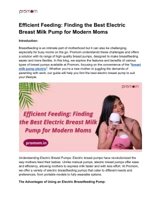 Efficient Feeding_ Finding the Best Electric Breast Milk Pump for Modern Moms