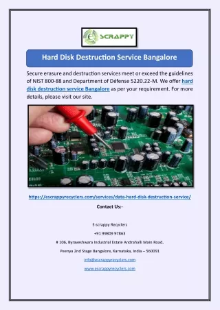 Hard Disk Destruction Service Bangalore