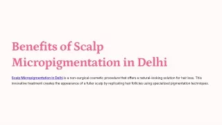 Benefits of Scalp Micropigmentation in Delhi