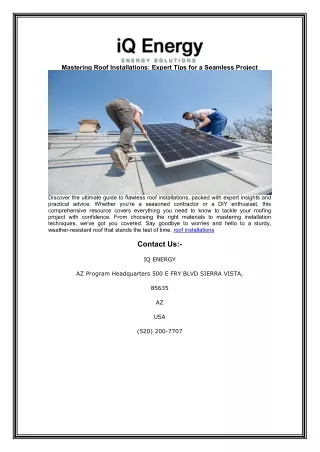 Mastering Roof Installations: Expert Tips for a Seamless Project