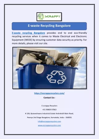 E-waste Recycling Bangalore