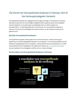 De Kracht van Voorspellende Analyses in Verkoop Hoe AI Uw Ve